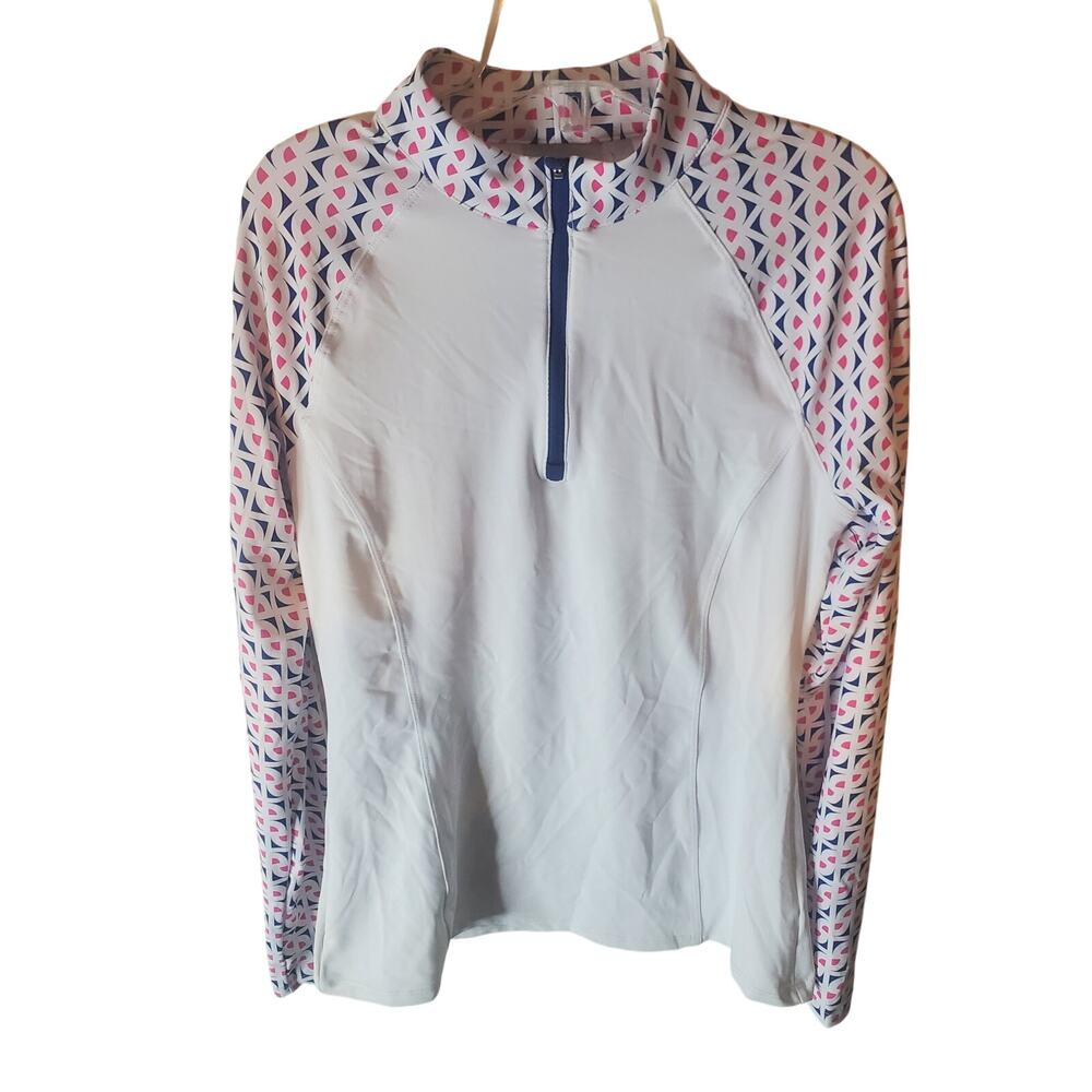 Kyodan Golf Quarter Zip White Geometric Top, XS